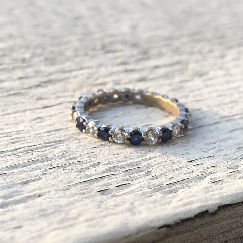 Silver Blue and White CZ Eternity Ring